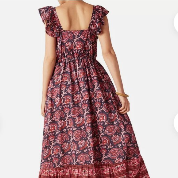 Figue Cosette Paisley Ruffle Midi Cotton Dress  Medium NWT $495 - Picture 4 of 8